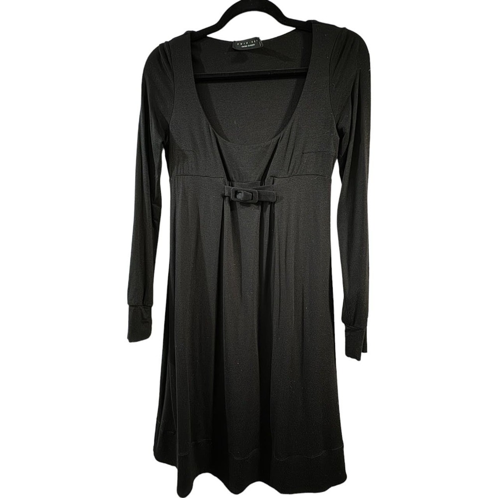 Twin-Set Simona Barbieri Small Black Long-Sleeved Mini Dress Italian